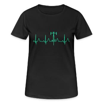 RADFAHRER HERZSCHLAG KARDIOGRAMM RADSPORT RENNRAD - Frauen T-Shirt atmungsaktiv - Schwarz - Vorne - AI Model Female 172 light (172cm)
