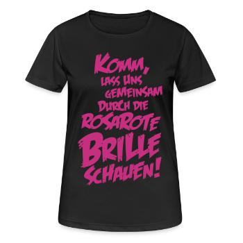 Rosarote Brille schauen - Frauen T-Shirt atmungsaktiv - Schwarz - Vorne - AI Model Female 172 light (172cm)