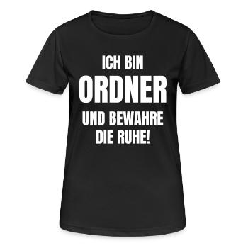 Ich bin Ordner und bewahre die Ruhe! - Frauen T-Shirt atmungsaktiv - Schwarz - Vorne - AI Model Female 172 light (172cm)