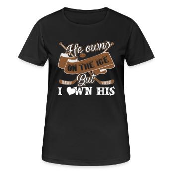 Hockey He Owns On The but I Own His - Women's Breathable T-Shirt - black - Front - AI Model Female 172 light (172cm)
