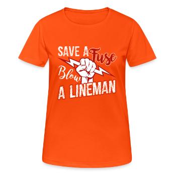 Lineman Blow A Lineman - Women's Breathable T-Shirt - neon orange - Front - AI Model Female 172 dark (172cm)