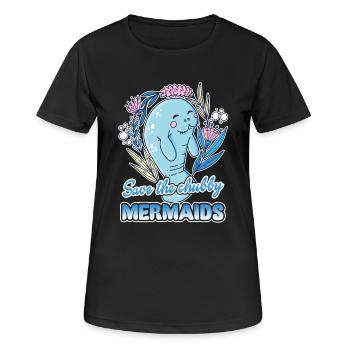 Manatee Save Chubby Mermaids - Women's Breathable T-Shirt - black - Front - AI Model Female 172 light (172cm)