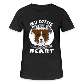 My Border Collie Left Pawprint On My heart - Women's Breathable T-Shirt - black - Front - AI Model Female 172 light (172cm)