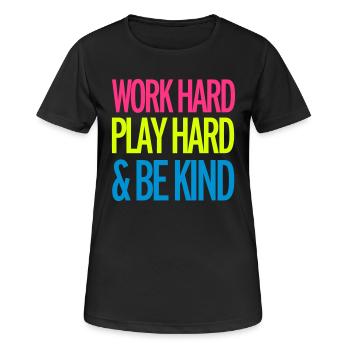 Work Hard - Frauen T-Shirt atmungsaktiv - Schwarz - Vorne - AI Model Female 172 light (172cm)
