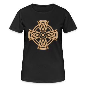 CELTIC CROSS - Frauen T-Shirt atmungsaktiv - Schwarz - Vorne - AI Model Female 172 light (172cm)