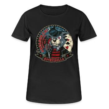 CHANT gueule de bois drôle de chat Rockabilly cadeau - T-shirt respirant Femme - noir - Devant - AI Model Female 172 light (172cm)