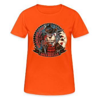SINGING CATER Funny rockabilly cat gift - Women's Breathable T-Shirt - neon orange - Front - AI Model Female 172 dark (172cm)
