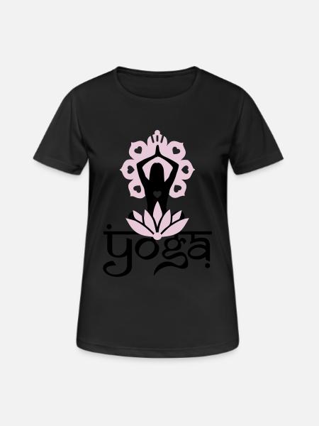 YOGA - Frauen T-Shirt atmungsaktiv - Schwarz
