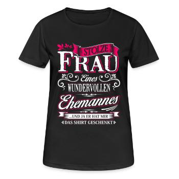 Ehefrau Ehe verheiratet Ehebund Beziehung - Frauen T-Shirt atmungsaktiv - Schwarz - Vorne - AI Model Female 172 light (172cm)