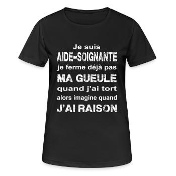 Aide soignante - T-shirt respirant Femme - noir - Devant - AI Model Female 172 light (172cm)
