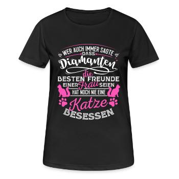Katze Katzen Hauskatze Kätzchen Kater Diamanten - Frauen T-Shirt atmungsaktiv - Schwarz - Vorne - AI Model Female 172 light (172cm)