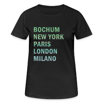 Metropole Bochum - Frauen T-Shirt atmungsaktiv - Schwarz - Vorne - AI Model Female 172 light (172cm)
