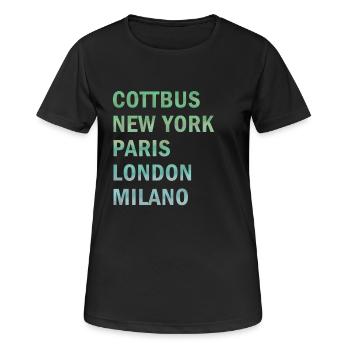 Metropole Cottbus - Frauen T-Shirt atmungsaktiv - Schwarz - Vorne - AI Model Female 172 light (172cm)