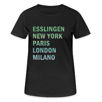Metropole Esslingen - Frauen T-Shirt atmungsaktiv - Schwarz - Vorne - AI Model Female 172 light (172cm)