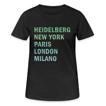 Metropole Heidelberg - Frauen T-Shirt atmungsaktiv - Schwarz - Vorne - AI Model Female 172 light (172cm)