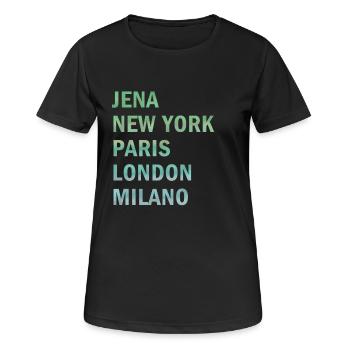 Metropole Jena - Frauen T-Shirt atmungsaktiv - Schwarz - Vorne - AI Model Female 172 light (172cm)