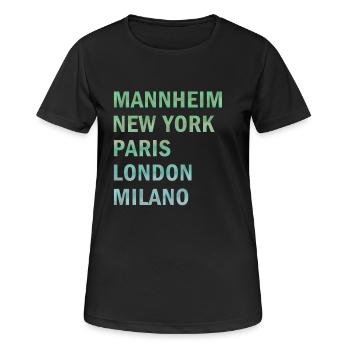 Metropole Mannheim - Frauen T-Shirt atmungsaktiv - Schwarz - Vorne - AI Model Female 172 light (172cm)