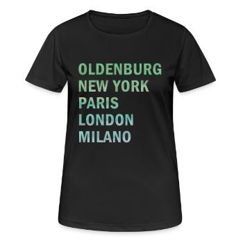 Metropole Oldenburg - Frauen T-Shirt atmungsaktiv - Schwarz - Vorne - AI Model Female 172 light (172cm)