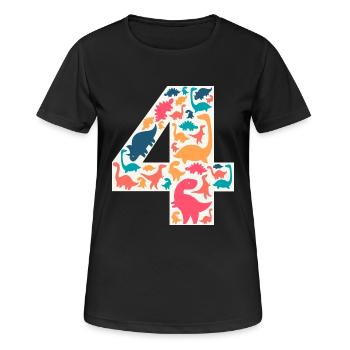 4 Years Birthday Dino Dinosaur T Rex Bday - Women's Breathable T-Shirt - black - Front - AI Model Female 172 light (172cm)