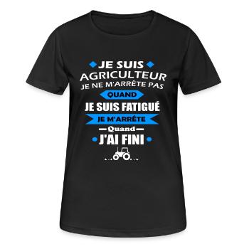 Je suis agriculteur t-shirt homme cadeau message - T-shirt respirant Femme - noir - Devant - AI Model Female 172 light (172cm)