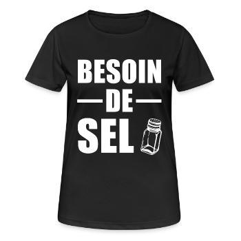 Besoin de Sel - T-shirt respirant Femme - noir - Devant - AI Model Female 172 light (172cm)