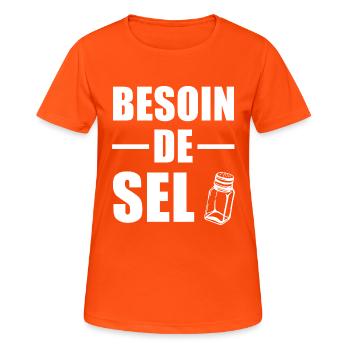 Besoin de Sel - T-shirt respirant Femme - orange néon - Devant - AI Model Female 172 dark (172cm)