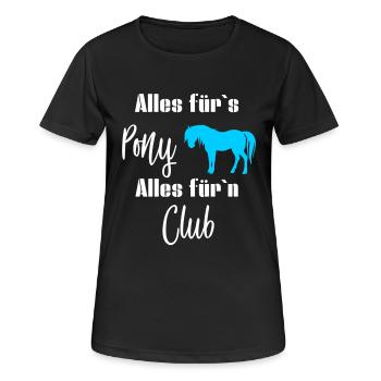 Alles fürs Pony alles fürn Club Reiterspruch - Frauen T-Shirt atmungsaktiv - Schwarz - Vorne - AI Model Female 172 light (172cm)