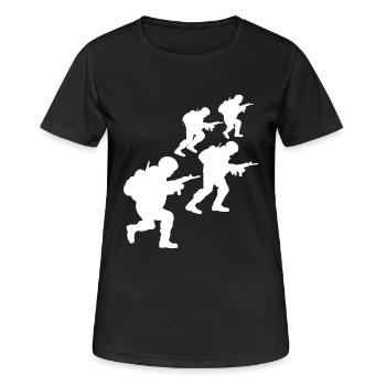 4 Soldats Équipage Guerre Équipe Liberté Soldat Combattant - T-shirt respirant Femme - noir - Devant - AI Model Female 172 light (172cm)