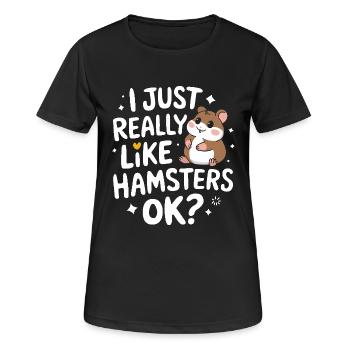 Hamster - Frauen T-Shirt atmungsaktiv - Schwarz - Vorne - AI Model Female 172 light (172cm)
