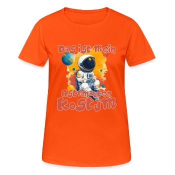 Lustiger Astronaut, das ist mein Astronauten - Frauen T-Shirt atmungsaktiv - Neonorange - Vorne - AI Model Female 172 dark (172cm)