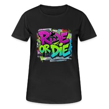 Ride or Die Skateboard Graffiti – Streetstyle - T-shirt respirant Femme - noir - Devant - AI Model Female 172 light (172cm)