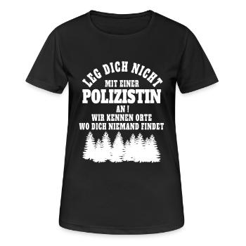 Leg dich nicht mit einer Polizistin an. - Frauen T-Shirt atmungsaktiv - Schwarz - Vorne - AI Model Female 172 light (172cm)