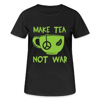 Tasse de thé de guerre Tasse de déclaration de guerre de paix - T-shirt respirant Femme - noir - Devant - AI Model Female 172 light (172cm)