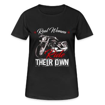 Real Women ride their own - Women's Breathable T-Shirt - black - Front - AI Model Female 172 light (172cm)