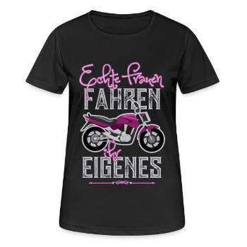 Frauen und ihr Motorrad - Frauen T-Shirt atmungsaktiv - Schwarz - Vorne - AI Model Female 172 light (172cm)