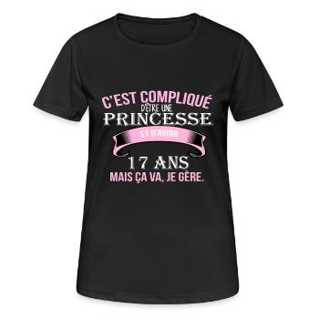17 Jahre - Frauen T-Shirt atmungsaktiv - Schwarz - Vorne - AI Model Female 172 light (172cm)