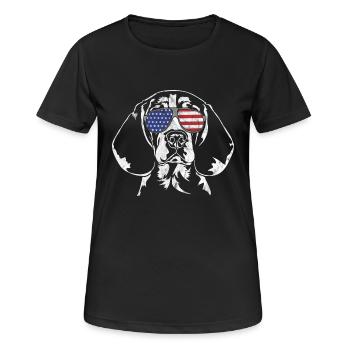 cru BEAGLE Amérique drapeau - T-shirt respirant Femme - noir - Devant - AI Model Female 172 light (172cm)