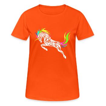 LICORNE STYLISÉE - T-shirt respirant Femme - orange néon - Devant - AI Model Female 172 dark (172cm)