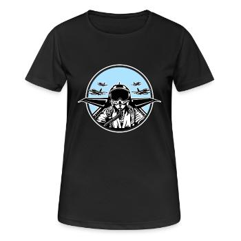 Jet Pilot / Kampfpilot 01_black white - Women's Breathable T-Shirt - black - Front - AI Model Female 172 light (172cm)