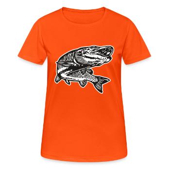 Hecht mit kontur - Frauen T-Shirt atmungsaktiv - Neonorange - Vorne - AI Model Female 172 dark (172cm)