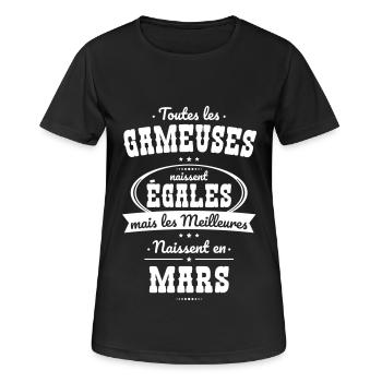 Gameuses égales meilleures naissent en Mars - T-shirt respirant Femme - noir - Devant - AI Model Female 172 light (172cm)