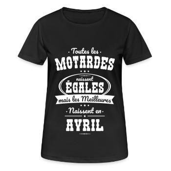 Motardes égales meilleures naissent en Avril - T-shirt respirant Femme - noir - Devant - AI Model Female 172 light (172cm)