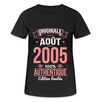 20th Anniversary - Original - August 2005 - Women's Breathable T-Shirt - black - Front - AI Model Female 172 light (172cm)