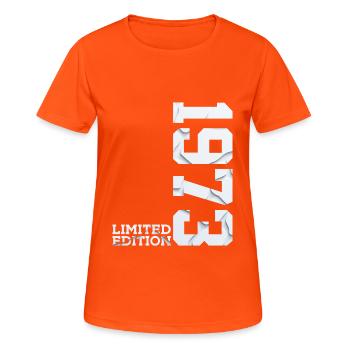 53RD BIRTHDAY LIMITED EDITION 1973 - Women's Breathable T-Shirt - neon orange - Front - AI Model Female 172 dark (172cm)