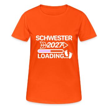 I will be a sister in 2027 - Women's Breathable T-Shirt - neon orange - Front - AI Model Female 172 dark (172cm)