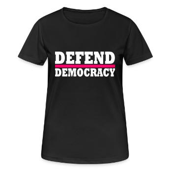 Défendre la démocratie - T-shirt respirant Femme - noir - Devant - AI Model Female 172 light (172cm)