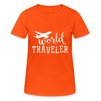 World Traveler - summer vacation - Women's Breathable T-Shirt - neon orange - Front - AI Model Female 172 dark (172cm)