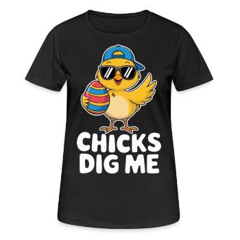 Funny Chicks Dig Me Cool Easter Day Gift - Women's Breathable T-Shirt - black - Front - AI Model Female 172 light (172cm)