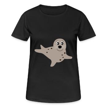 phoques phoques phoques animaux - T-shirt respirant Femme - noir - Devant - AI Model Female 172 light (172cm)
