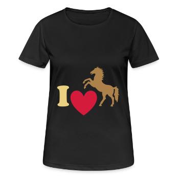 ★ Les couleurs de conception peuvent être modifiées ★ J'adore les chevaux - T-shirt respirant Femme - noir - Devant - AI Model Female 172 light (172cm)
